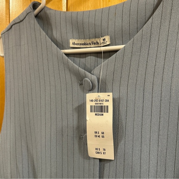Abercrombie & Fitch Blue Striped Long-Length Tailored Vest Top Size M - Picture 3 of 7